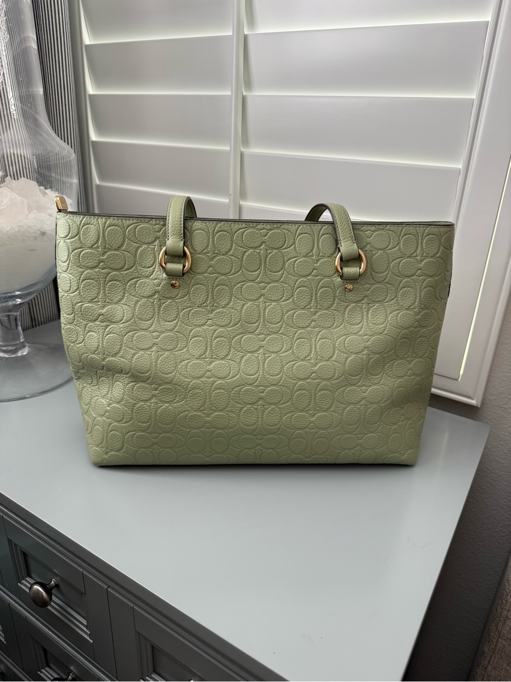 COACH OUTLET embossed leather Station Tote in Pistachio - Picture 3 of 12